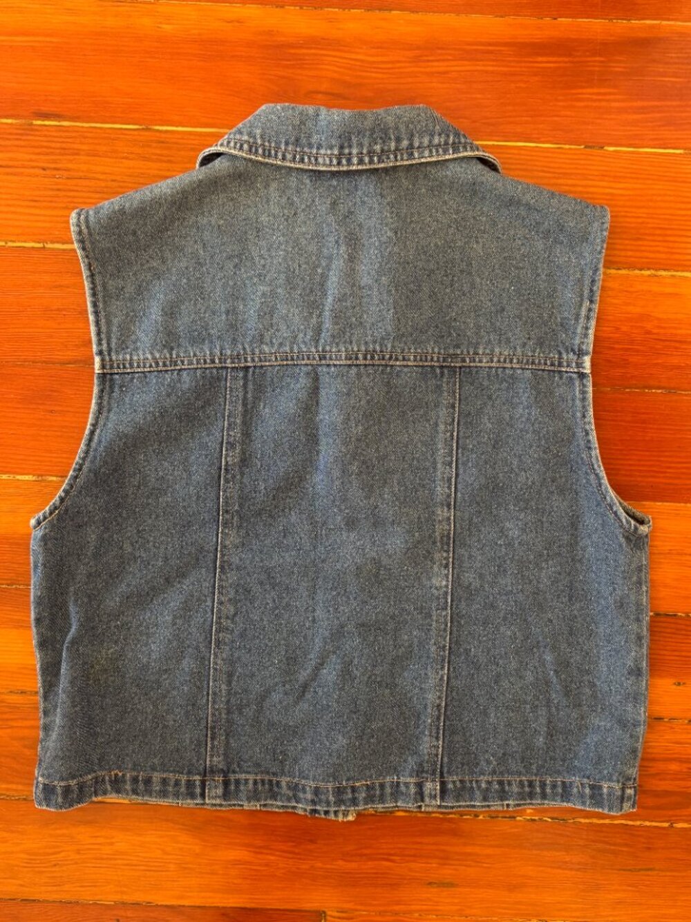 90s Vintage 100% Cotton Denim Vest Embroidered Rose Grunge Twee I.N. Studio S - Picture 5 of 5
